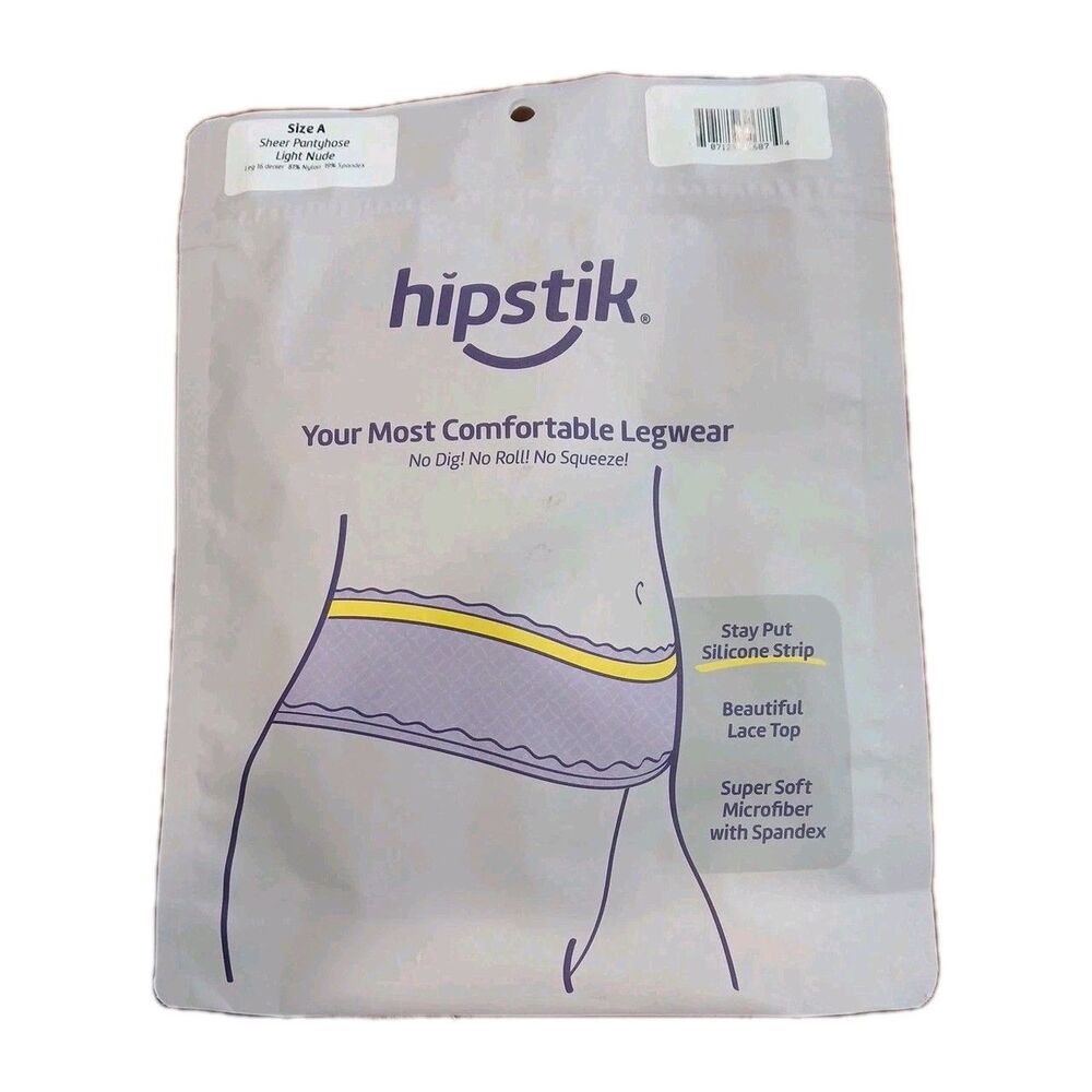 Hipstik Sheer Light Nude Pantyhose Size A Retail $38 No Roll Lace Top Super Soft